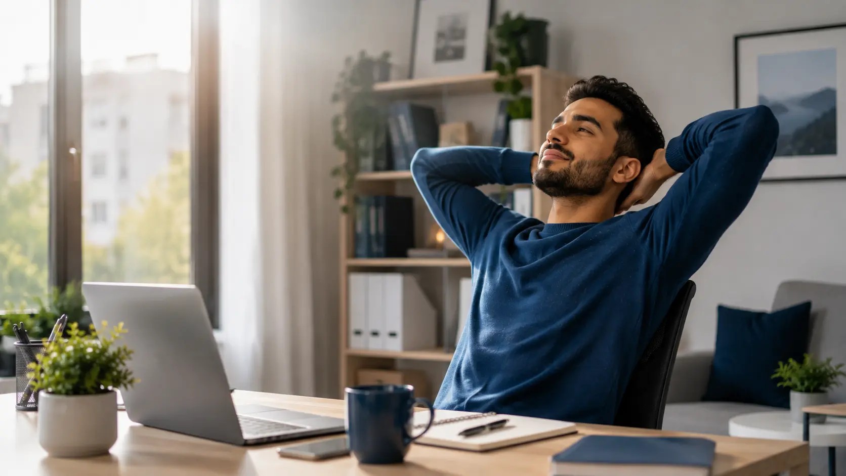 A person balancing remote work and rest to avoid burnout and manage their time