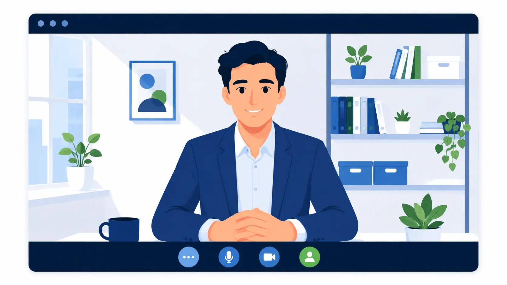 Correct body language in remote virtual interviews in front of the camera